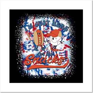 I'm Just Here For The Snacks Baseball 4th Of July Hot Dog Posters and Art